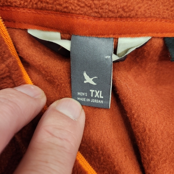 Eddie Bauer Fleece Mens TXL Polartec Red Orange 1/4 Zip Pullover Sweater Hiking - Picture 7 of 12